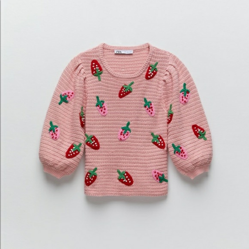 Zara Pink Sweater with Strawberry Design